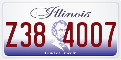 IL license plate Z384007