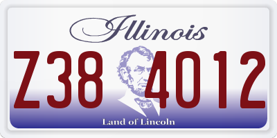 IL license plate Z384012