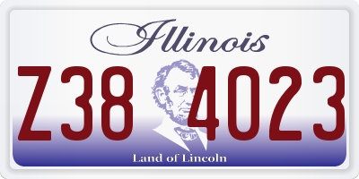 IL license plate Z384023