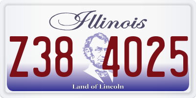 IL license plate Z384025