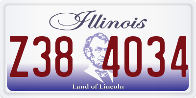 IL license plate Z384034