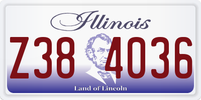 IL license plate Z384036