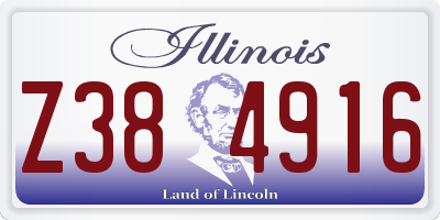 IL license plate Z384916