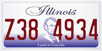 IL license plate Z384934