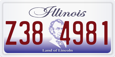 IL license plate Z384981