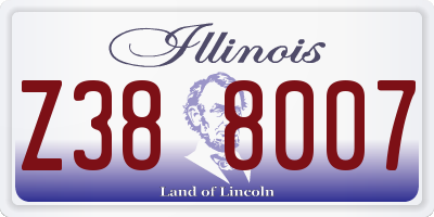 IL license plate Z388007