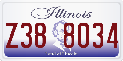 IL license plate Z388034