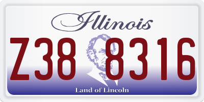 IL license plate Z388316