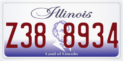 IL license plate Z388934