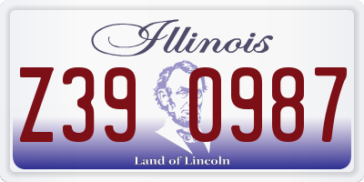 IL license plate Z390987