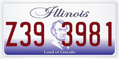 IL license plate Z393981