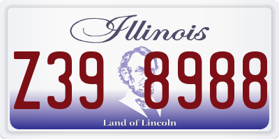 IL license plate Z398988