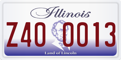IL license plate Z400013