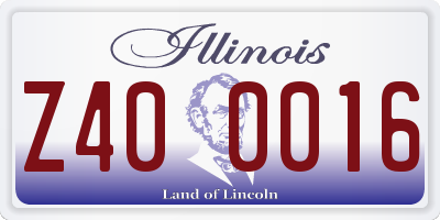 IL license plate Z400016