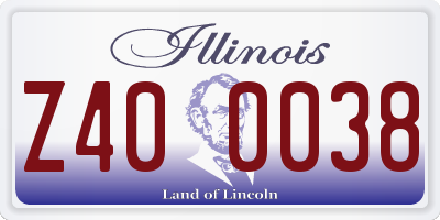 IL license plate Z400038