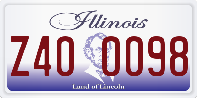 IL license plate Z400098