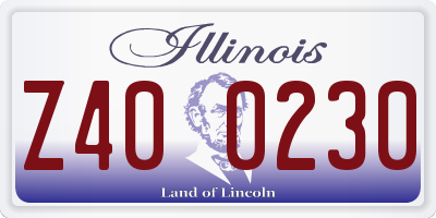 IL license plate Z400230