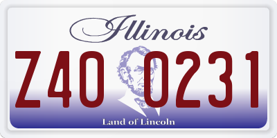 IL license plate Z400231