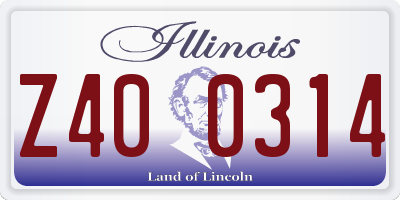 IL license plate Z400314