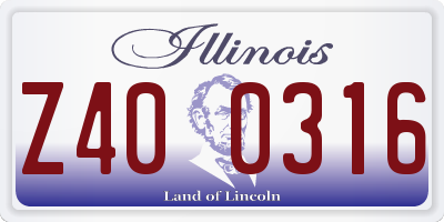 IL license plate Z400316