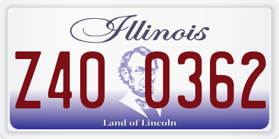 IL license plate Z400362