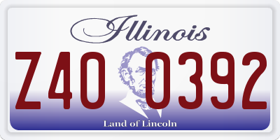 IL license plate Z400392