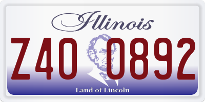 IL license plate Z400892