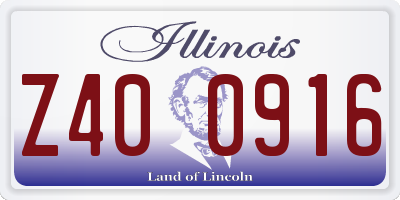 IL license plate Z400916