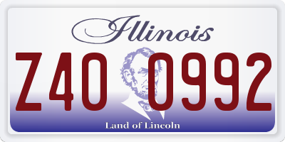 IL license plate Z400992
