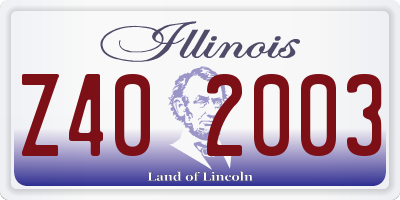 IL license plate Z402003