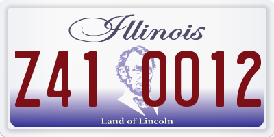 IL license plate Z410012