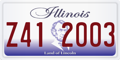 IL license plate Z412003