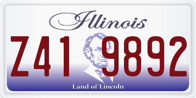 IL license plate Z419892