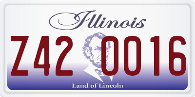 IL license plate Z420016