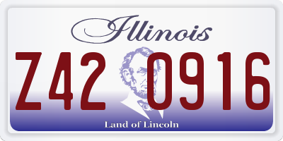 IL license plate Z420916