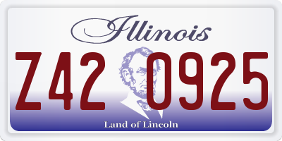 IL license plate Z420925