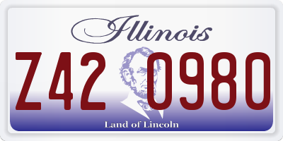 IL license plate Z420980