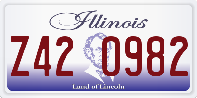 IL license plate Z420982