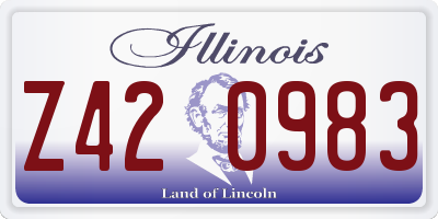 IL license plate Z420983