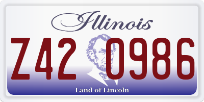 IL license plate Z420986