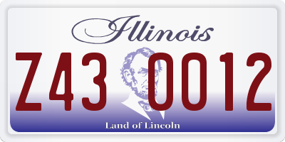 IL license plate Z430012
