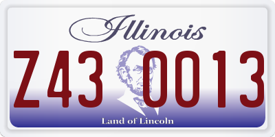 IL license plate Z430013