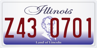 IL license plate Z430701