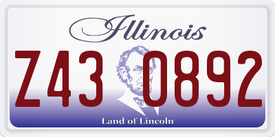 IL license plate Z430892
