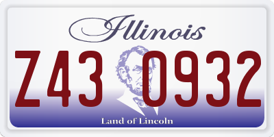IL license plate Z430932