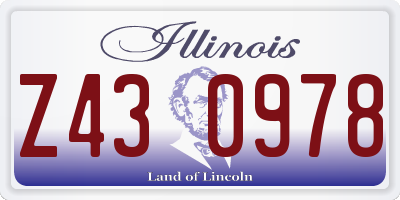 IL license plate Z430978