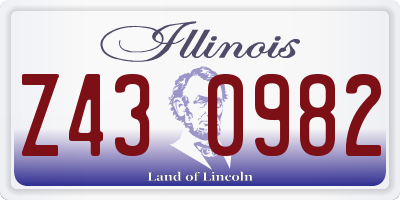 IL license plate Z430982