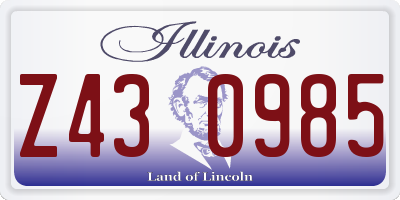IL license plate Z430985