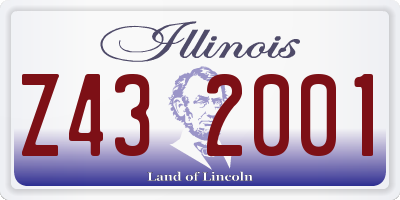 IL license plate Z432001