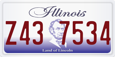 IL license plate Z437534